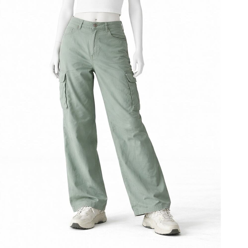 Rachel Paige Green Cargo Pants Womens XL Wide Leg Utility Stretch baggy, boho